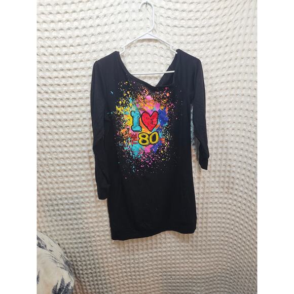 80s Costume  off the Shoulder T Shirt size M - Picture 1 of 3